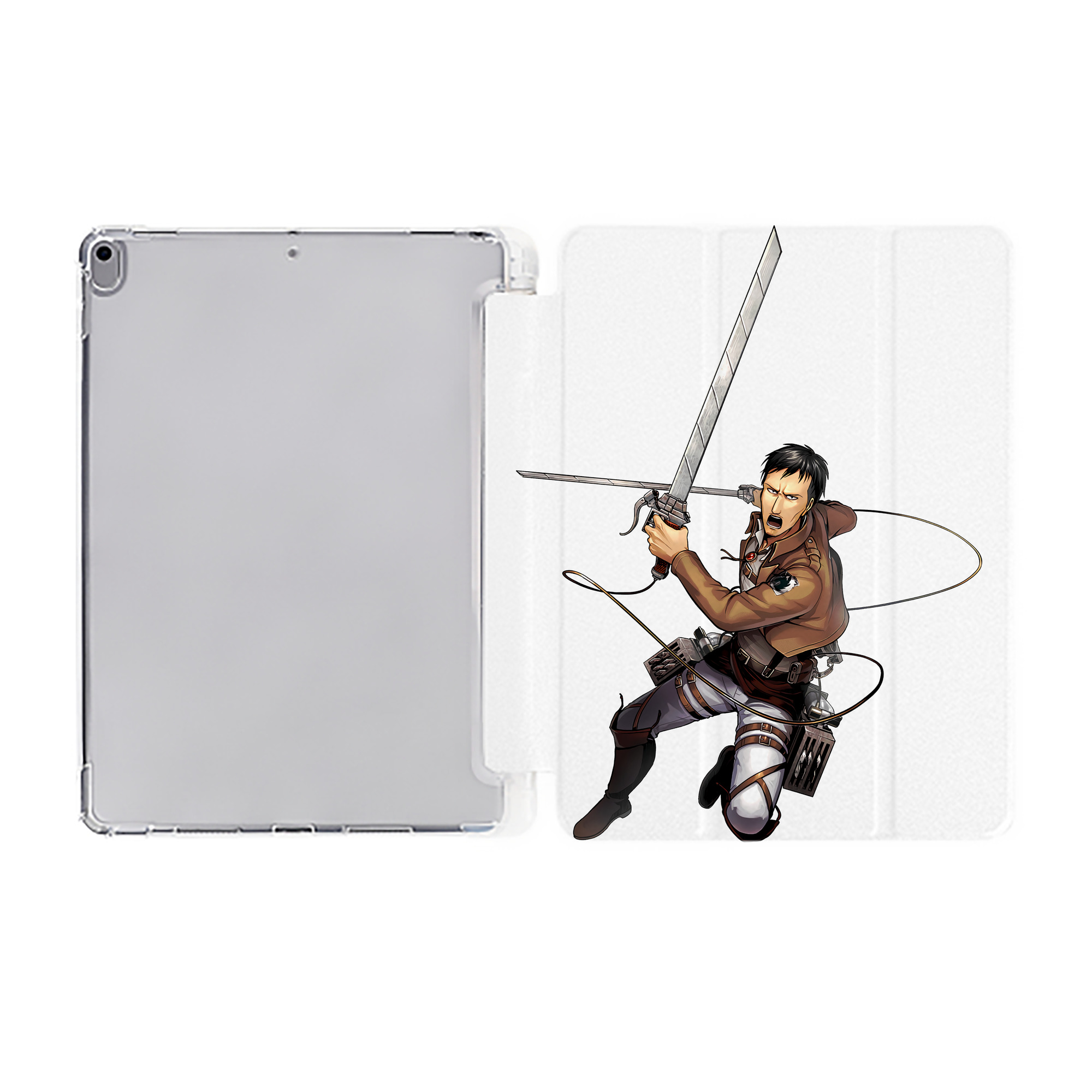 （画像用） 進撃の巨人 Attack on Titan IPad ケース ペン収納付き 三つ折りスタンド PUレザー×シリコン 対応機種9.5/10.5/10.9インチ